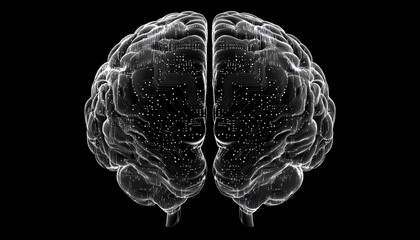Poster - Brain with circuit lines intertwining, symbolizing AGIs seamless blend of humanlike intelligence and advanced technology