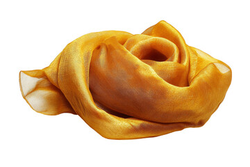 An exquisitely draped golden silk shawl presents a picture of luxurious elegance against a clean white backdrop