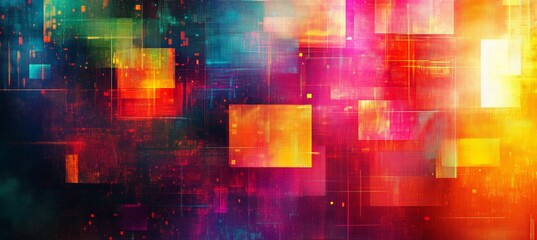 Wall Mural - abstract colorful shiny glow glass mosaic geometric background. generative ai technology.