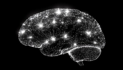 Aufkleber - Human brain enhanced with luminous circuit lines, symbolizing AGI s integration of humanlike intellect and advanced machine learning