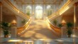 © MUMTAZ - Grand Staircase in a Luxurious Palace: Golden Elegance and Sunlight
