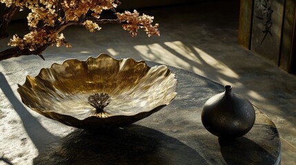 Wall Mural - Elegant Decorative Bowl and Vase with Natural Lighting Effect