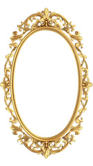 Wall Mural - Oval vintage luxurious golden baroque frame decorating a transparent background, perfect for graphic design projects