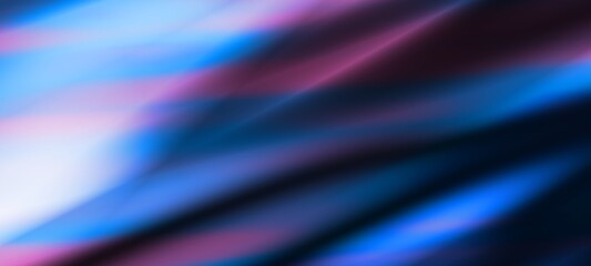 Fototapete - Dark blue digital abstract background with ultraviolet neon glow, blurry light lines, waves