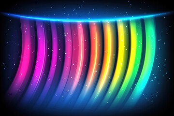 Poster - Vibrant Colorful Curved Lines Against a Dark Starry Background