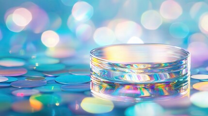 Poster - Captivating Optical Cartridges Reflecting Vibrant Hues in a Playful Bokeh Setting