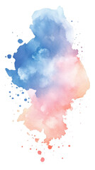 Aufkleber - Abstract watercolor stain blending blue and orange colors, creating a unique design element on a transparent background, perfect for adding an artistic touch