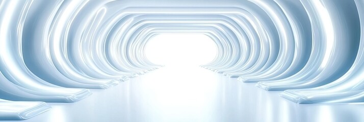 Poster - Exploring a Futuristic Corridor With Soft Glowing Lights in a Minimalistic Design