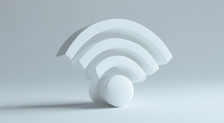 Aufkleber - A sleek white wireless signal icon rests on a smooth gray surface, showcasing a minimalist design. The icon's curves create a modern look, perfect for technology themes.