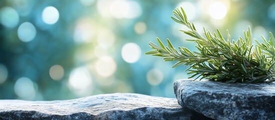 Wall Mural - rosemary on rocks: a serene nature still life