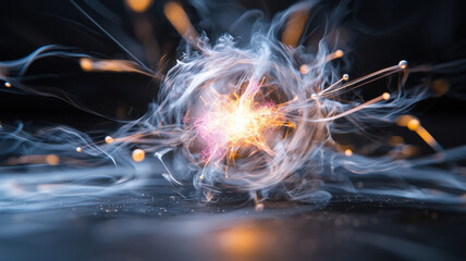 Poster - Abstract fractal art with glowing nodes and dynamic energy flow