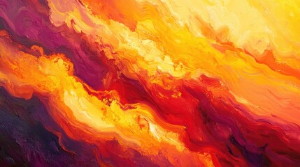 Wall Mural - Fiery sunset sky with bold streaks of red, orange, and yellow