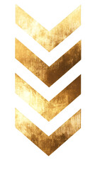 Aufkleber - Five golden textured chevrons are pointing downwards on a transparent background, creating a visually appealing design