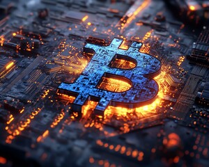 Poster - A futuristic 3D rendering of a glowing digital world map contour, symbolizing big data and internet technologies, set against a dark background