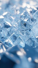 Wall Mural - macro close-up of glistening blue ice crystals.