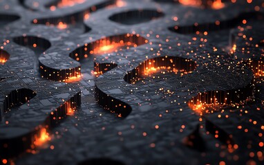 Poster - A sophisticated 3D design of a question mark network, featuring illuminated nodes and dynamic connections, symbolizing problemsolving and information exchange