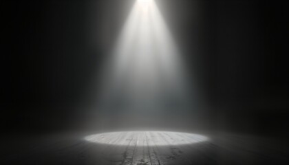 Aufkleber - Indoor scene. Spotlight illuminates area. Dark room. Light contrast. Minimalist design. Interior. Ambiance. Gloomy mood. Abstract concept. Simplicity. Mystery. Chiaroscuro. Monochrome. Shadow.