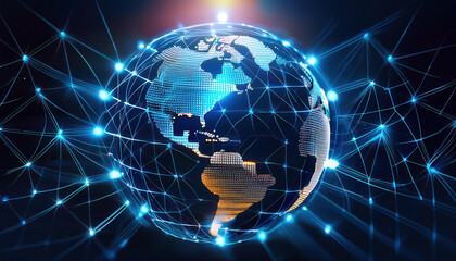 Fototapete - glowing globe connected by luminous nodes, symbolizing ai, big data, and machine learning