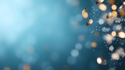 Poster - Blue background with gold and silver specks. The specks are scattered throughout the background