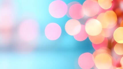 Poster - Blurry background with pink and yellow circles. The background is blue