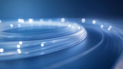 Poster - A serene, glowing blue background with light orbs creating a sense of depth and motion, evoking a futuristic or abstract ambiance.