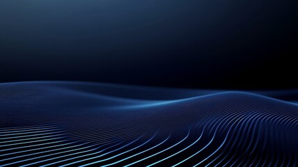 Poster - A dark, wavy landscape of blue lines against a black background, creating a sense of depth and movement.