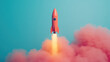 © praewpailyn - Vibrant rocket soaring through colorful smoke, symbolizing adventure and exploration