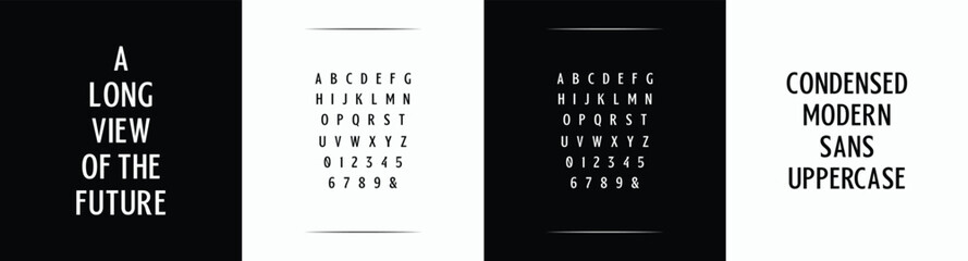 Fototapete - A Long View of The Future: Bold and custom font template with strong, striking typography. Includes ligature templates and connectors like The, From, With, Or, To, And. Designed in an all-uppercase