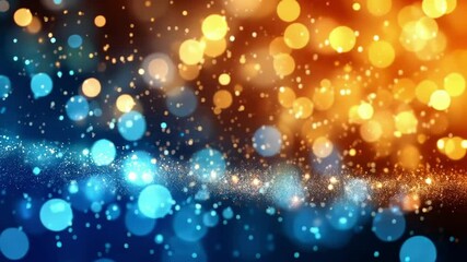 dynamic bokeh lights transition in blue and orange abstract colorful background