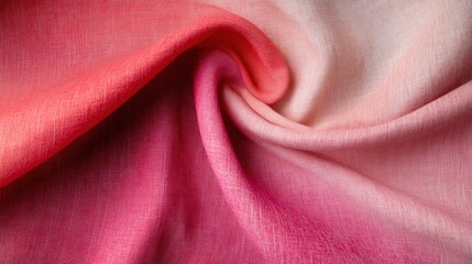 Poster - A close-up of a fabric with a gradient from light pink to deep pink, showcasing texture.