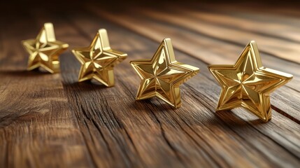 Poster - Golden Stars on Wooden Surface for Awards and Achievements