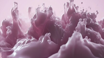 Poster - A close-up of pink, foamy liquid creating dynamic shapes and textures.