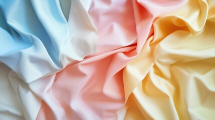 Poster - A close-up of wrinkled fabric in pastel colors, showcasing texture and softness.