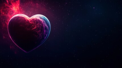 Poster - Abstract Heart Design with Cosmic Elements and Dark Background