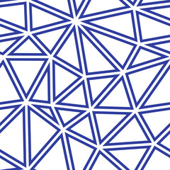 Poster - Vector science background. Large triangle size. Solid color style. Geometric shapes outlined. Repeatable composition. Indigo shadows. Vibrant vector tiles. Seamless vector illustration.