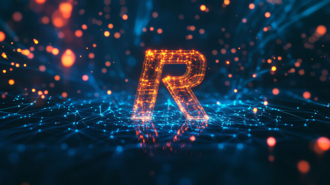 Set of alphabet symbols and elements of letter R, such a logo. Rasterized version also available in gallery