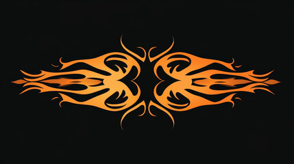 Poster - hot orange tribal fire flames isolated on black background for tattoo or car and motorcycle decorati