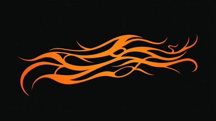 Poster - hot orange tribal fire flames isolated on black background for tattoo or car and motorcycle decorati