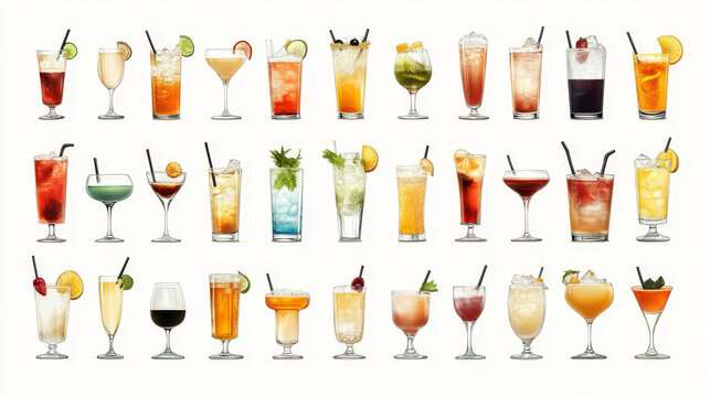 Drinks and beverages icons isolated on white. Jpeg version also available in gallery