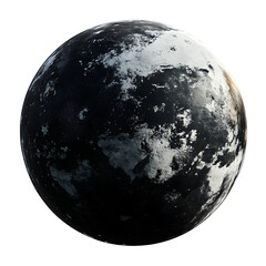Aufkleber - Dark frozen planet rotating, sci-fi 3D rendering with transparent backdrop, showcasing cosmic isolation and planetary motion