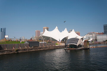 Wall Mural - inner harbor waterwheel and cityscape baltimore