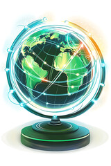 Poster - A glowing globe representing Earth with a modern design and digital effects.