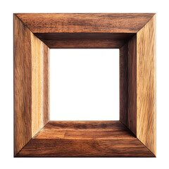 Aufkleber - Classic wooden picture frame isolated on transparent background, creating a versatile template for showcasing artwork or photographs