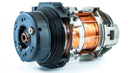 Poster - a detailed view of an electric motor showcasing its components and design.