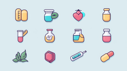 Poster - Science symbols and icons for medicine, biology, pharmacy and another scientific design. Jpeg version also available