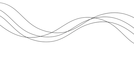 Poster - abstract black four wavy line design.