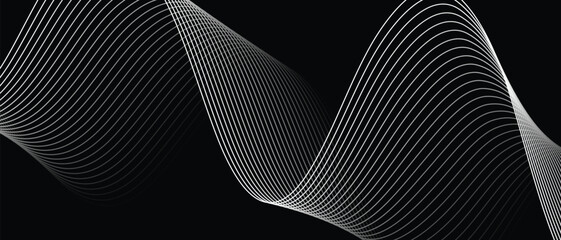 Poster - abstract black white blend line design on dark for background.