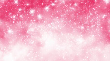 Poster - A dreamy pink and white starry background with sparkling elements, ideal for creative designs.
