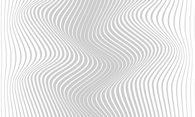 Poster - abstract grey big to small wave line pattern art.