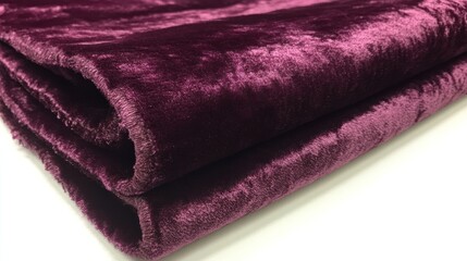 Poster - A folded piece of plush, deep purple fabric showcasing its soft texture and rich color.